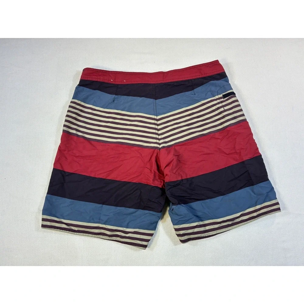 Patagonia Mens 36 Board Shorts‎ Striped Red Navy Blue Surf Swim Trunks 9 Inseam